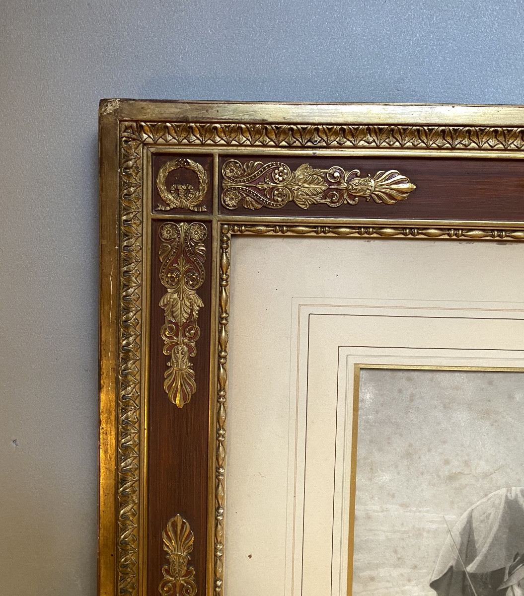 Napoleon Saluting Soldiers During The Retreat From Russia, XIX Empire Palmette Frame -photo-6