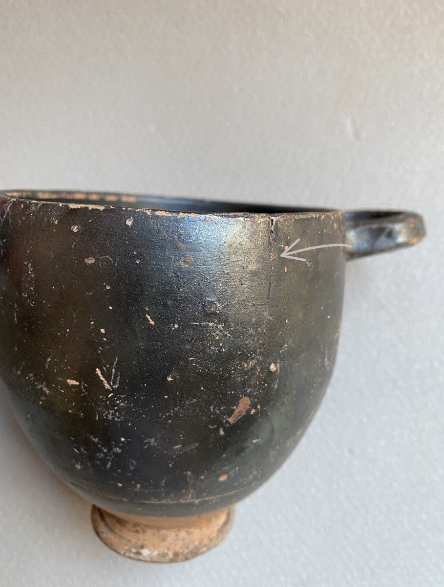 Skyphos Vase Greek Ceramic Great Greece Italy Apulia Antique Black Terracotta -photo-3