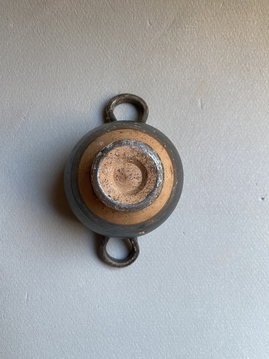 Skyphos Vase Greek Ceramic Great Greece Italy Apulia Antique Black Terracotta -photo-7