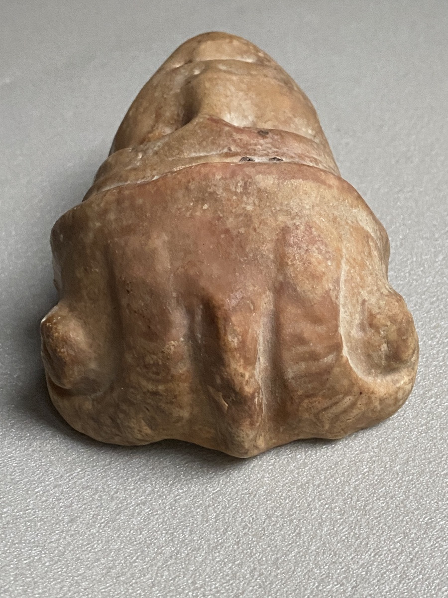 Portrait d’Alexandre Le Grand, Casque Cornu, haut de colonne pilier Marbre jaune antique romain-photo-3