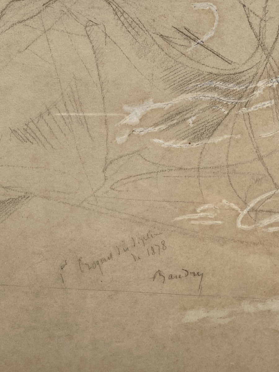 Paul Baudry, Large Allegorical Drawing, France, Work, Peace, Diploma, Universal Exhibition 1878-photo-4