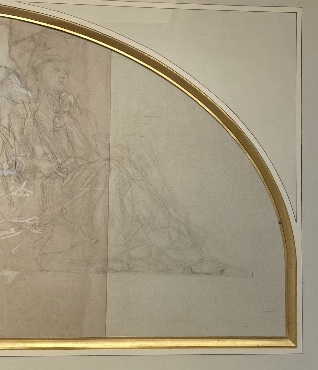 Paul Baudry, Large Allegorical Drawing, France, Work, Peace, Diploma, Universal Exhibition 1878-photo-2
