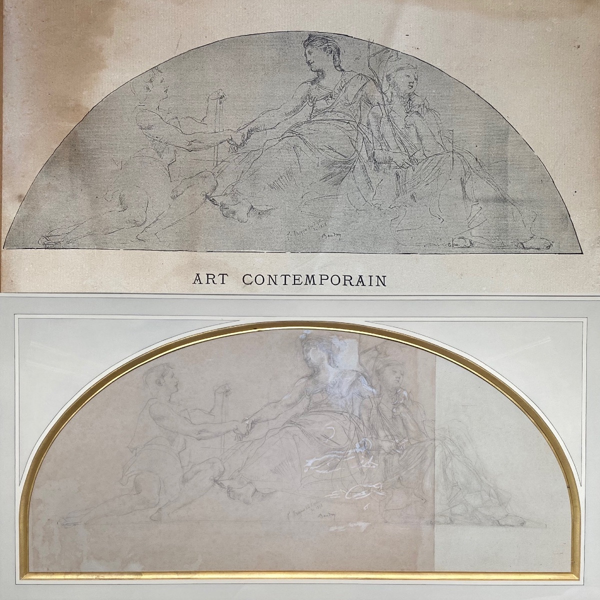 Paul Baudry, Large Allegorical Drawing, France, Work, Peace, Diploma, Universal Exhibition 1878-photo-8