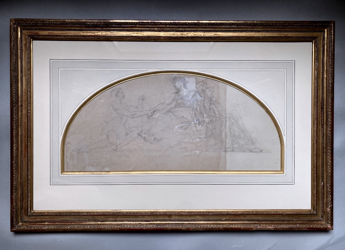 Paul Baudry, Large Allegorical Drawing, France, Work, Peace, Diploma, Universal Exhibition 1878