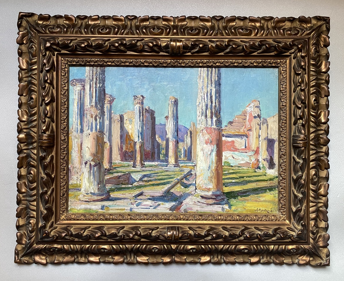 Ruins At Pompeii, Landscape With Roman Columns, Ancient Italy, Louis Agricol Montagné, Avignon, 1879-photo-2
