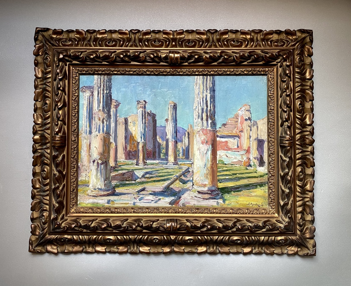 Ruins At Pompeii, Landscape With Roman Columns, Ancient Italy, Louis Agricol Montagné, Avignon, 1879-photo-2