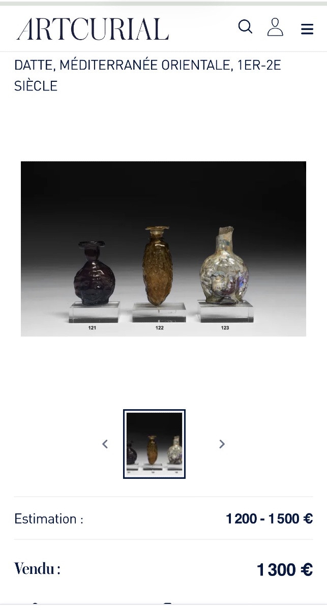 Falcon en verre ambré romain antique en forme de datte ,  dit « DATE FLASK » , orient romain -photo-8