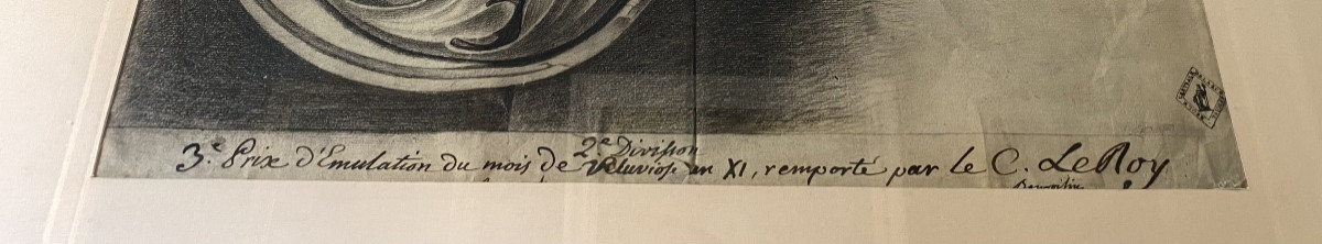 Grand Dessin d’Architecture Chapiteau Ionique d’après l’art Romain antique, école française XIX-photo-4