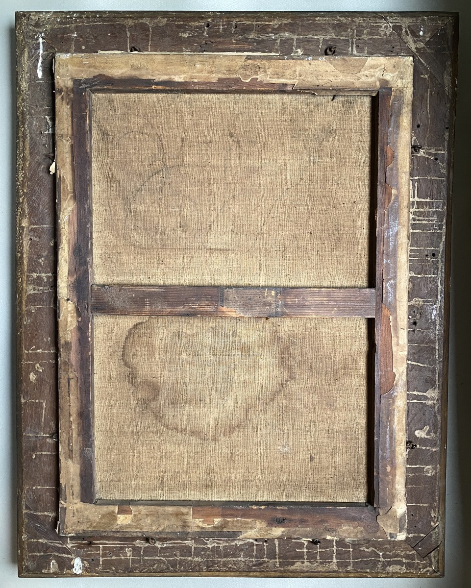 Hubert Robert (d’après) Grande Scène Animée de ruines aux colonnes de monument romain antique -photo-3