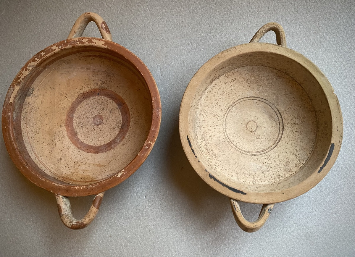 2 Kylix Greek Ceramic Magna Graecia Daunian Art 4th C. Bc Italy -photo-2