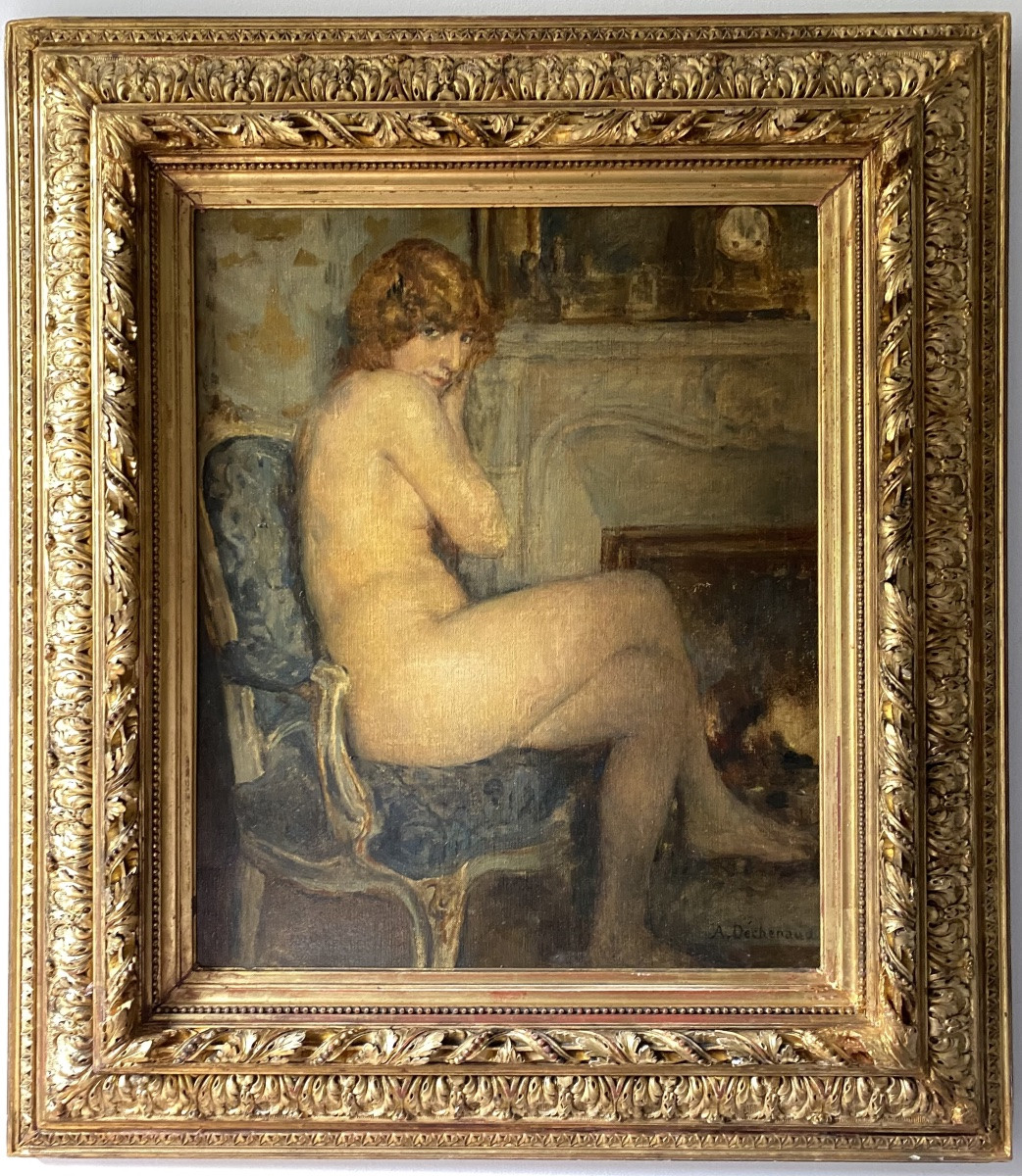  Female Nude Adolphe Déchenaud (1868–1926) Portrait Seated In A Late 19th-century Interior-photo-4