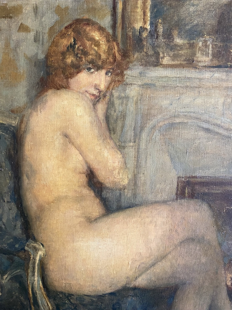  Female Nude Adolphe Déchenaud (1868–1926) Portrait Seated In A Late 19th-century Interior-photo-2