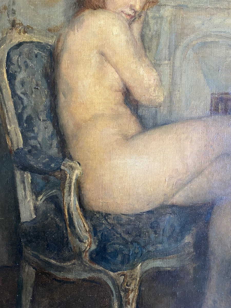  Female Nude Adolphe Déchenaud (1868–1926) Portrait Seated In A Late 19th-century Interior-photo-3