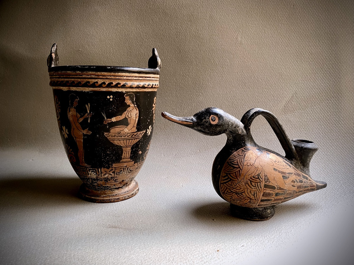 Askos et Situla,  vases Grand Tour dans le goût  antique grec et  étrusque 