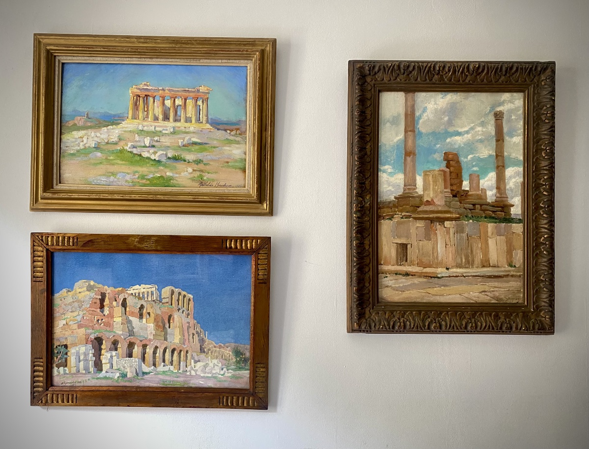 VUE DU PARTHÉNON ATHÈNES MATHILDE MARGUERITE HAUTRIVE TEMPLE GRÈCE ANTIQUE HUILE 1915-photo-3