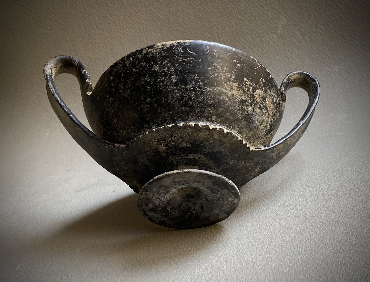 Bucchero Kantharos, Etruria, Italy, 7th–6th Centuries B.c., Ancient Greek-etruscan Vase-photo-6