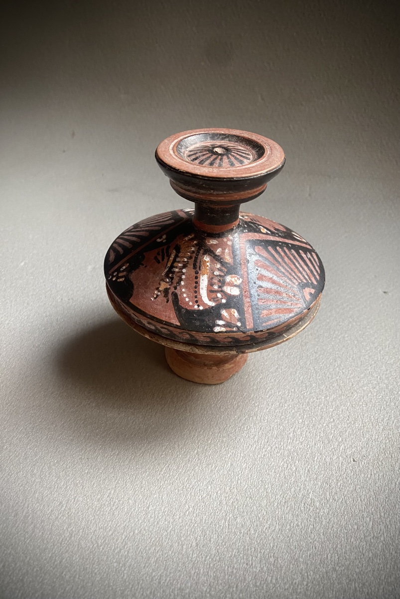 Pyxide vase  Apulie/Campanie art Grec IVe av. J.-C céramique antique Grande Grèce -photo-2