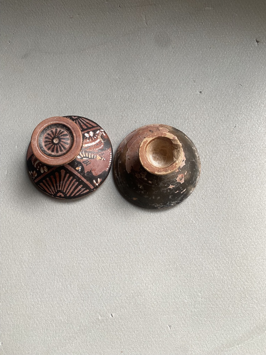 Pyxide vase  Apulie/Campanie art Grec IVe av. J.-C céramique antique Grande Grèce -photo-1