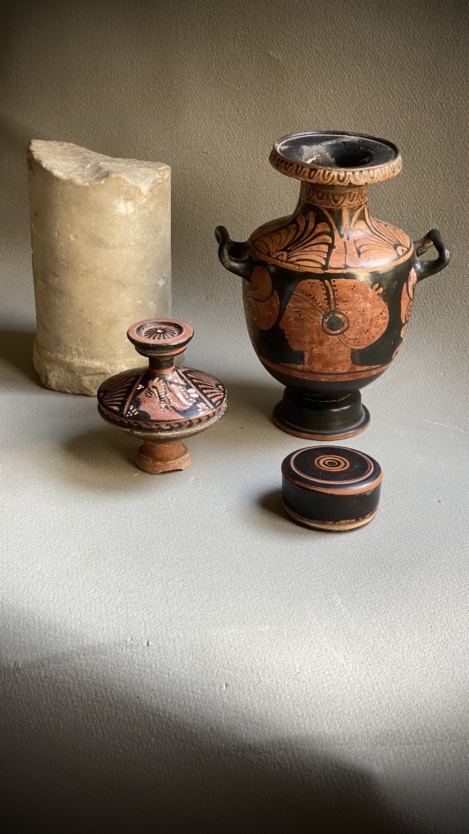 Pyxide vase  Apulie/Campanie art Grec IVe av. J.-C céramique antique Grande Grèce -photo-4