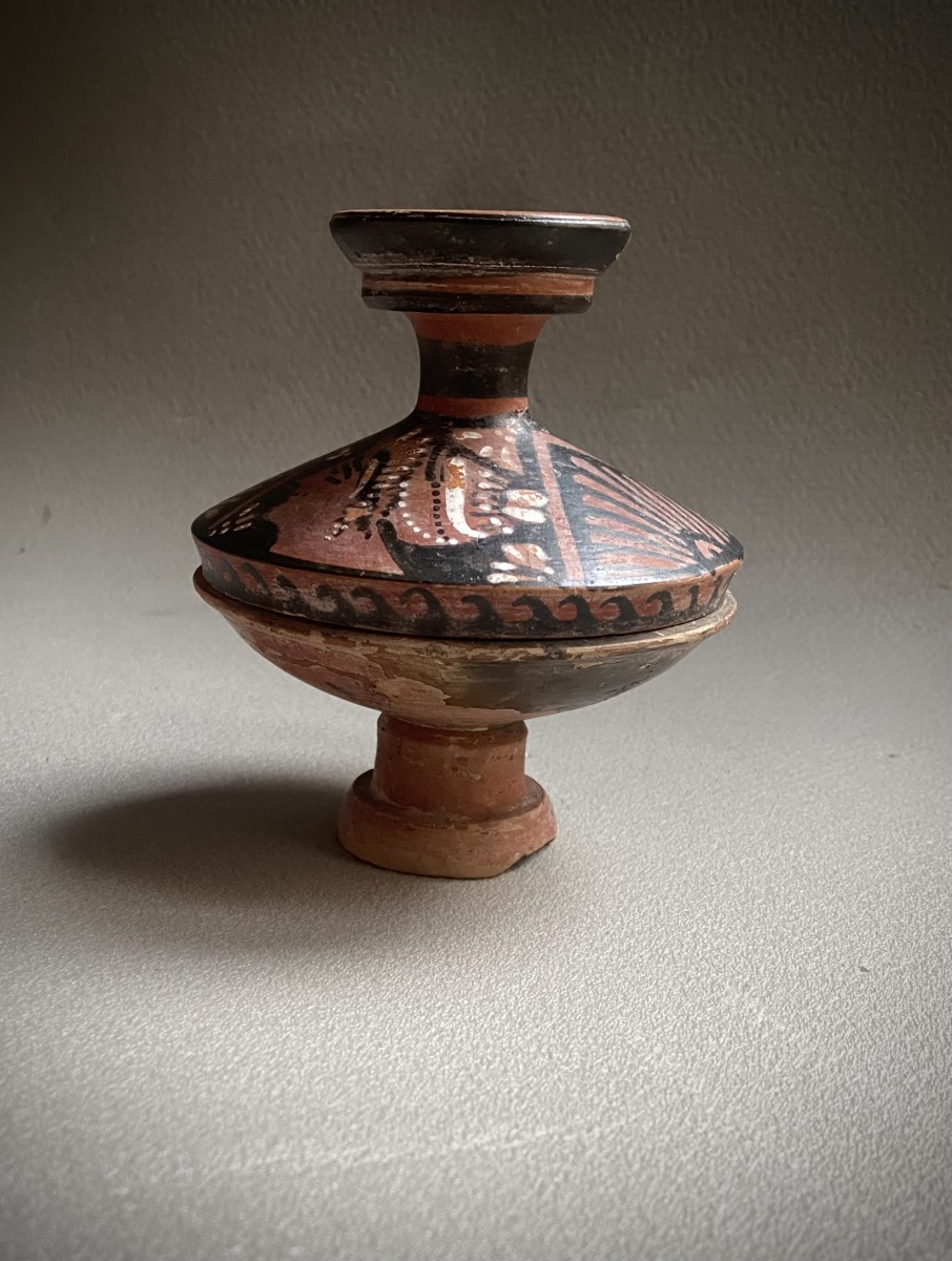 Pyxide vase  Apulie/Campanie art Grec IVe av. J.-C céramique antique Grande Grèce 