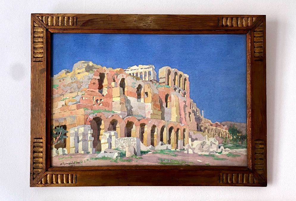 L'Odéon d'Hérode Atticus & l'Acropole d'Athènes, Grèce, JM. Rossinsky école Russe ou Polonaise