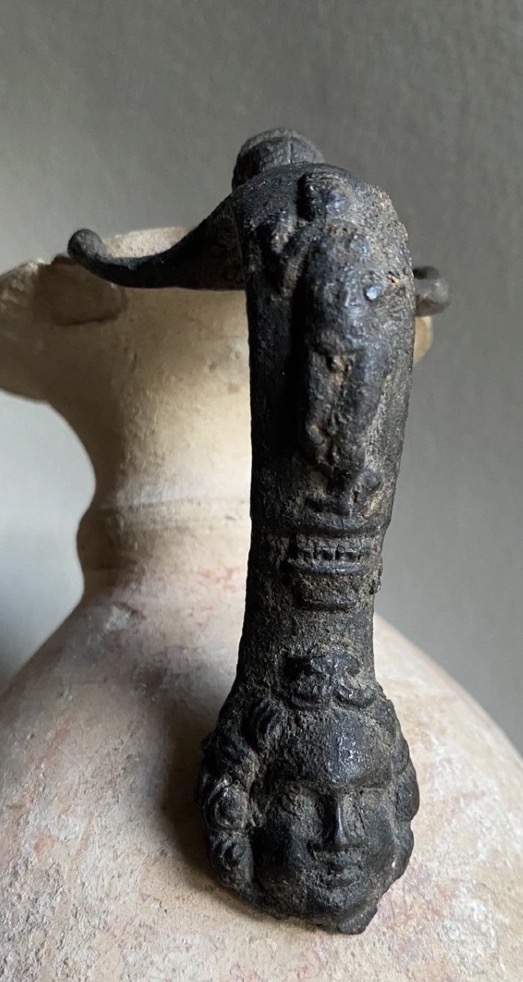 Anse Oenochoé En bronze Mascaron Et Hercule  Art Greco Romain Antique-photo-2