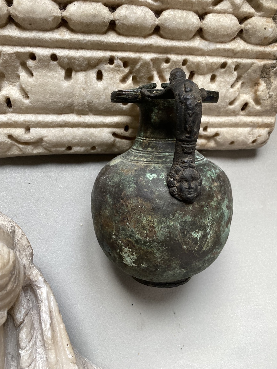 Anse Oenochoé En bronze Mascaron Et Hercule  Art Greco Romain Antique