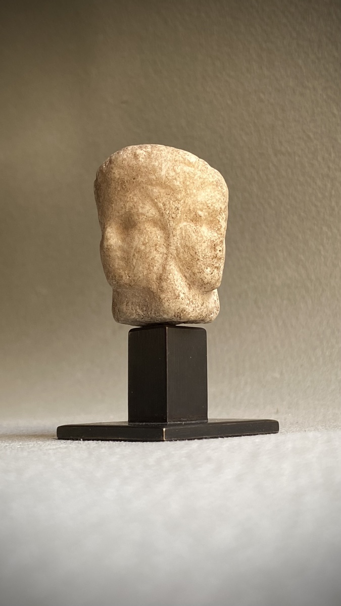 Tête tricéphale d'Hécate , Art gréco- romain antique , Marbre-photo-2