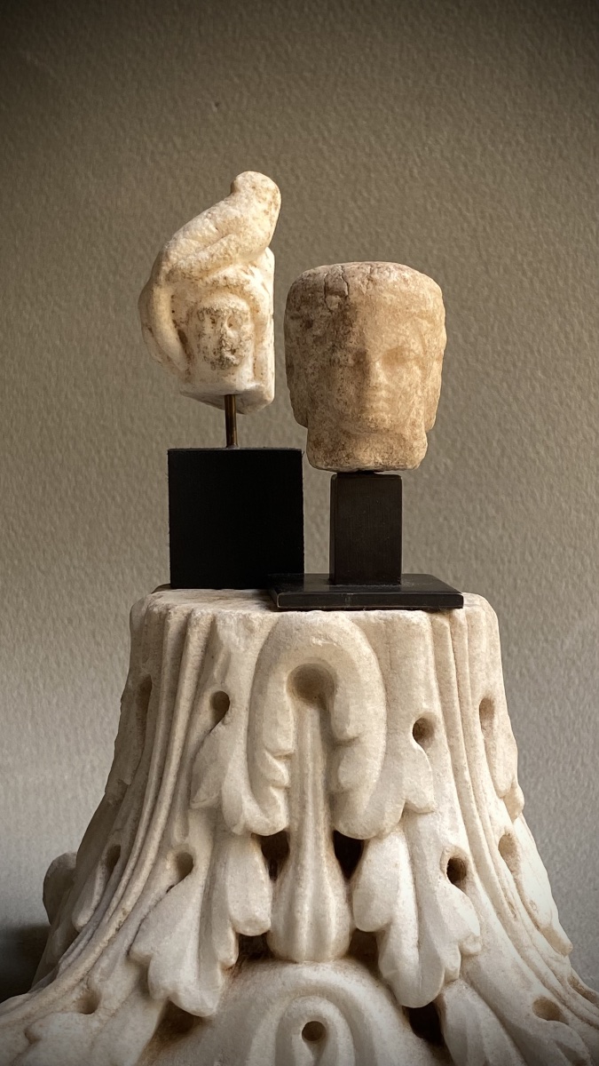 Tête tricéphale d'Hécate , Art gréco- romain antique , Marbre-photo-3