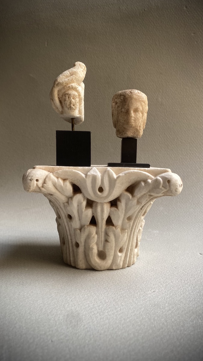 Tête tricéphale d'Hécate , Art gréco- romain antique , Marbre-photo-4