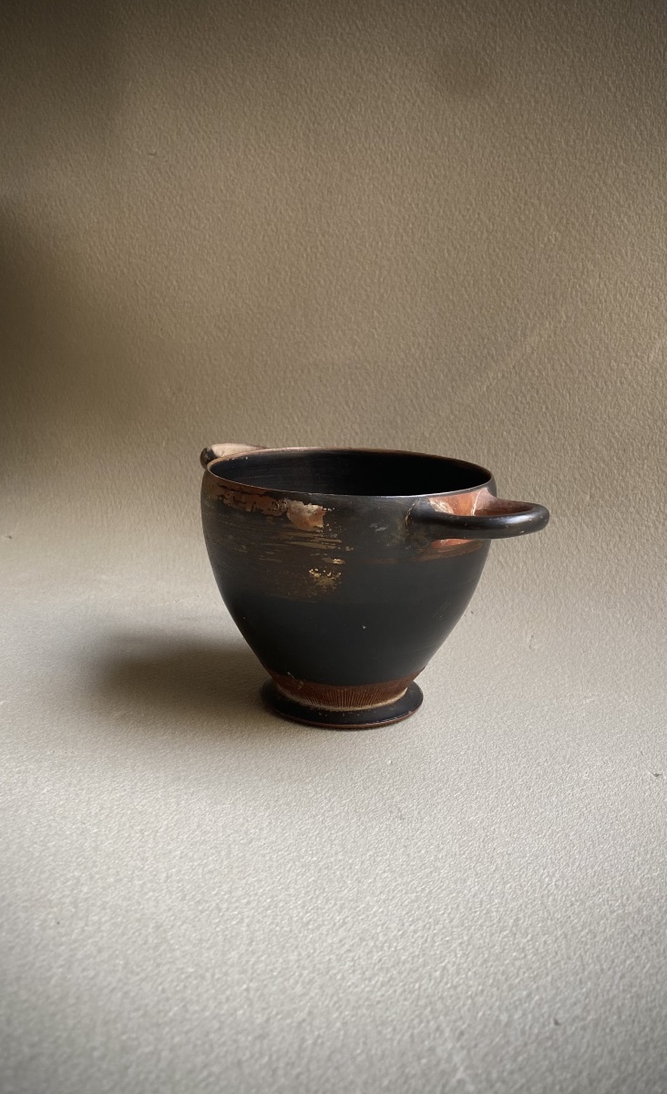 Attic Skyphos With Black Glaze, Ancient Greek Vase, 5th Century Bc-photo-2