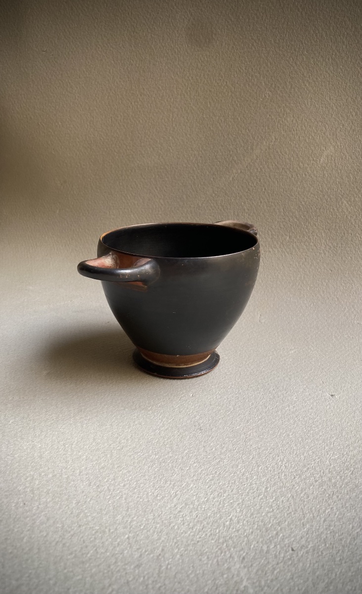 Attic Skyphos With Black Glaze, Ancient Greek Vase, 5th Century Bc-photo-2