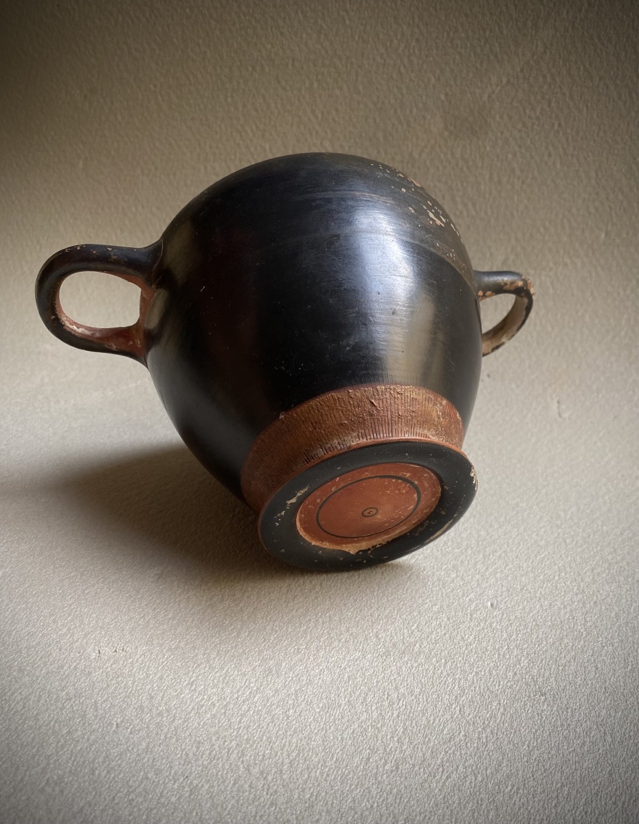 Attic Skyphos With Black Glaze, Ancient Greek Vase, 5th Century Bc-photo-3