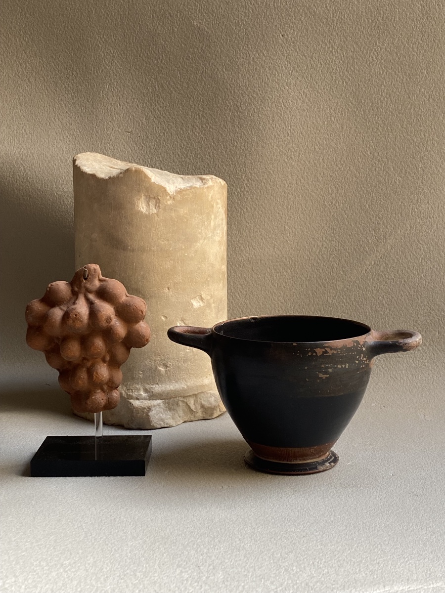Attic Skyphos With Black Glaze, Ancient Greek Vase, 5th Century Bc-photo-7
