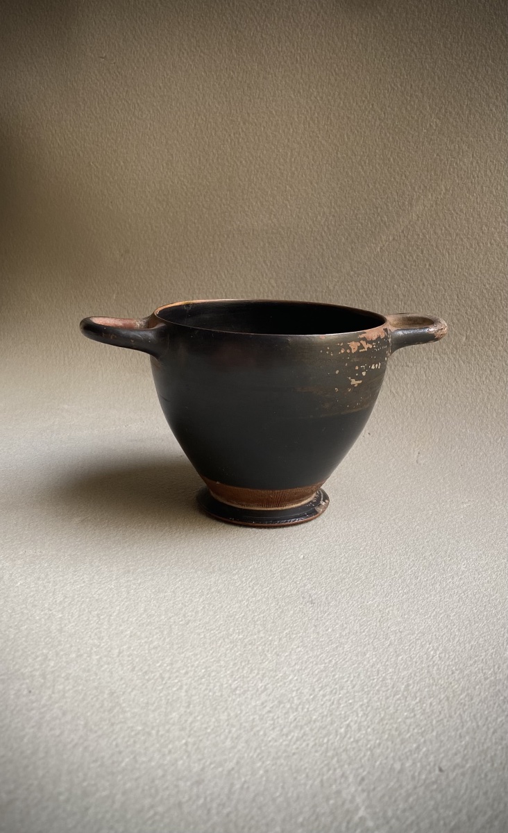 Attic Skyphos With Black Glaze, Ancient Greek Vase, 5th Century Bc