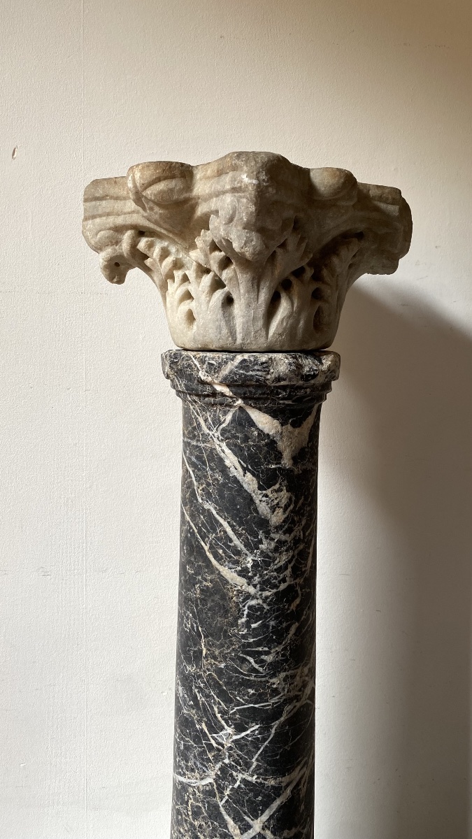 Ancient Roman-byzantine Corinthian Capital, Antique Marble, Circa 4th–5th Century -photo-4