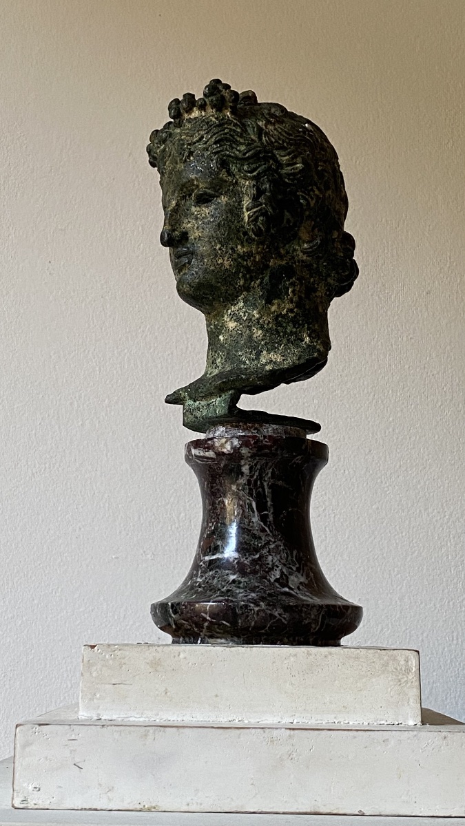 Tête buste  homme d’après l’antique grecque - romain bronze XIX  patine fouille -photo-3