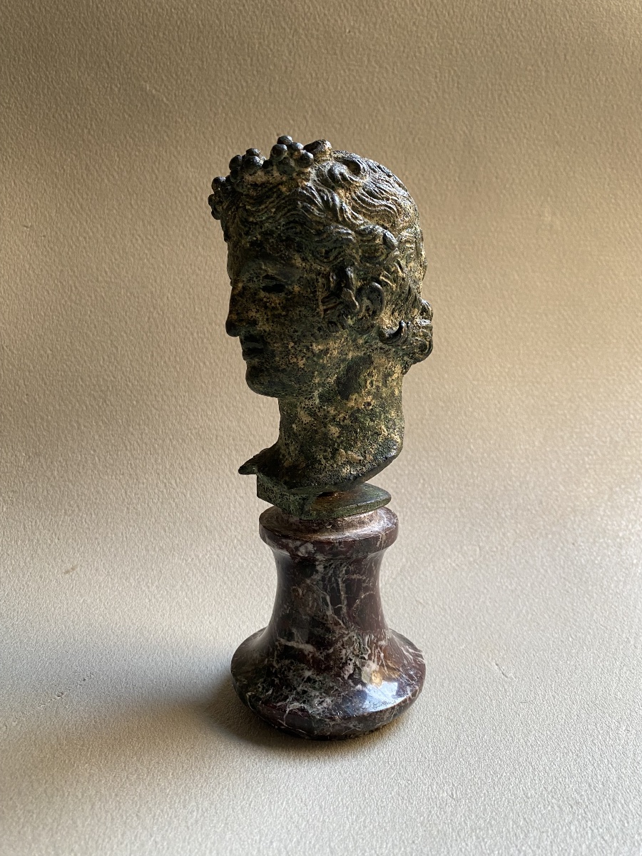 Tête buste  homme d’après l’antique grecque - romain bronze XIX  patine fouille -photo-4