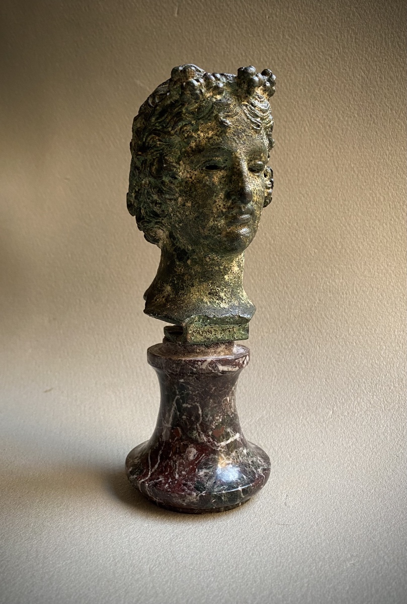 Tête buste  homme d’après l’antique grecque - romain bronze XIX  patine fouille -photo-3