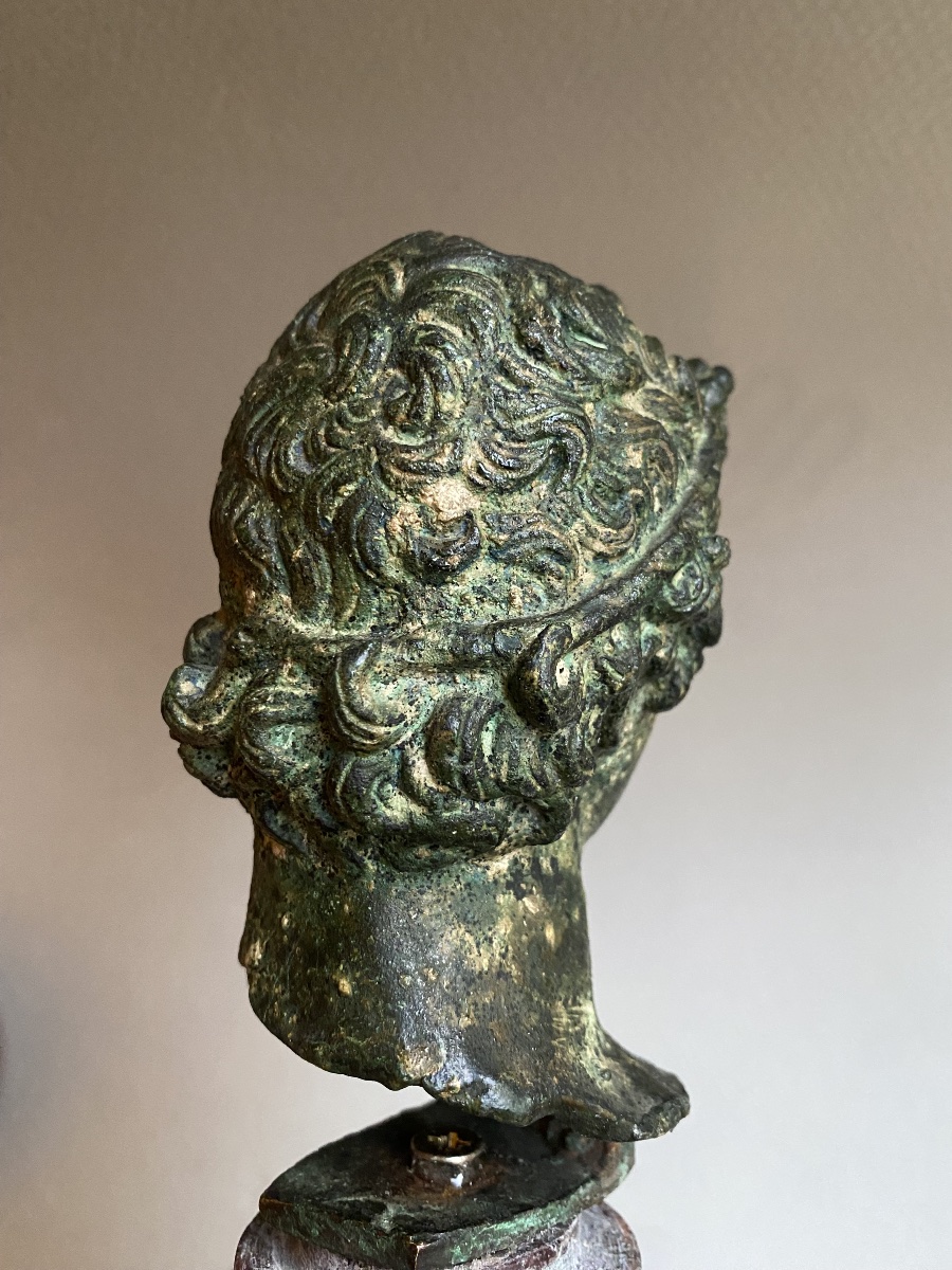 Tête buste  homme d’après l’antique grecque - romain bronze XIX  patine fouille -photo-4