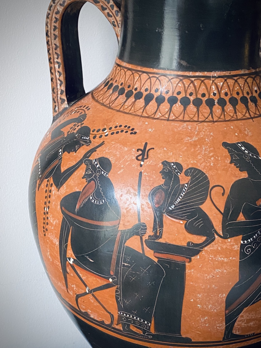 Large Vase After An Ancient Greek , Mythical Scene Oedipus, The Sphinx,  Heracles Grand Tour-photo-2
