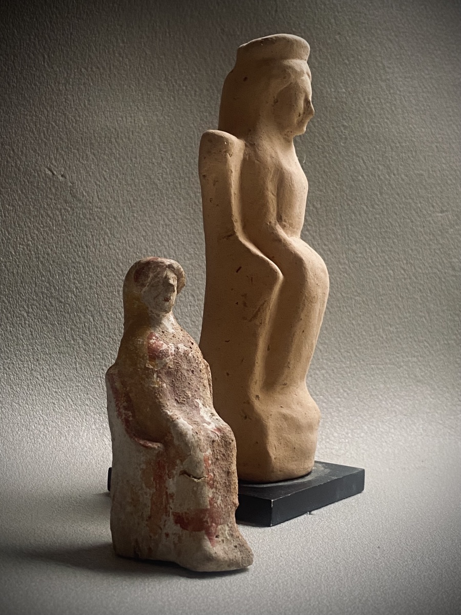 Deux statuettes de déesses grecque archaïque VI V av JC-photo-4