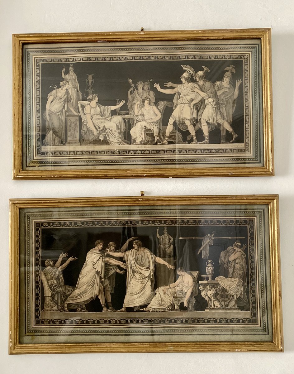 Rare Paire De Gravures 18ème  D’après Moitte  , Néoclassique -photo-3