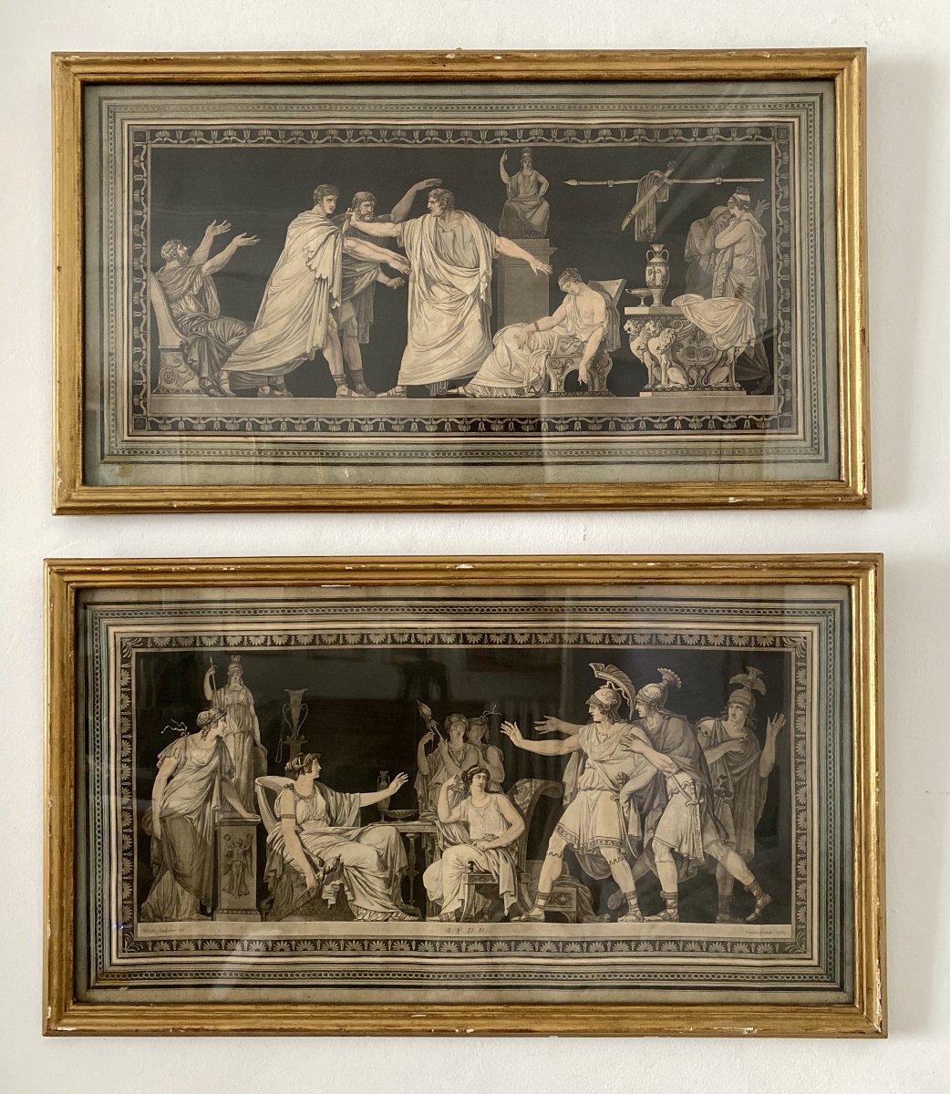 Rare Paire De Gravures 18ème  D’après Moitte  , Néoclassique 