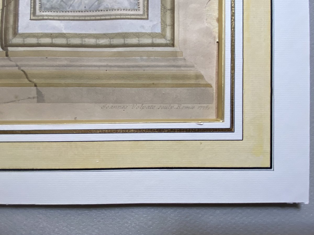 Large Pair Of XVIII Hand Colored Engravings Of Panels From The Lodge Of Raphael In The Vatican-photo-2