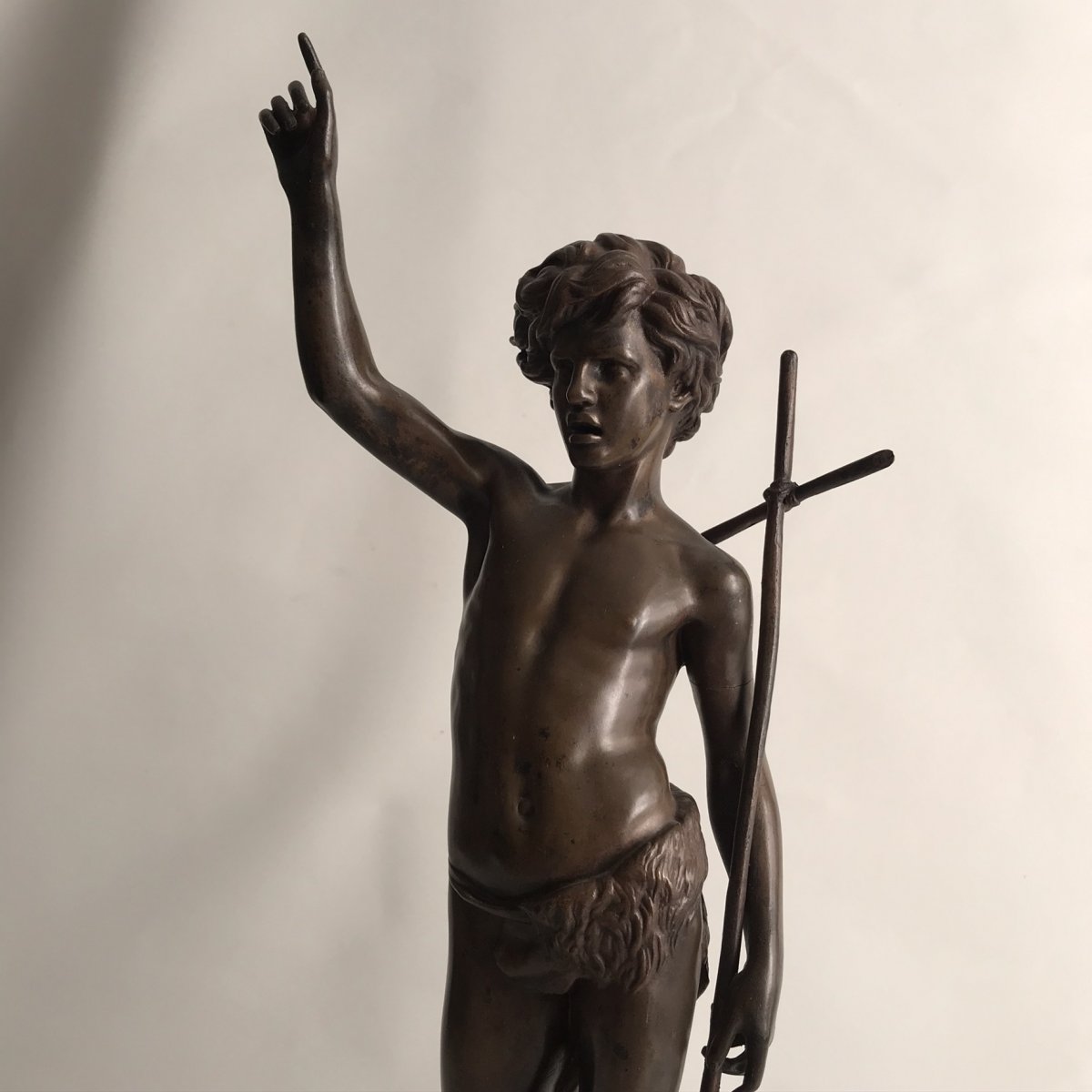 Bronze Saint Jean Baptiste -  Paul Dubois - Rome 1861- Barbedienne -photo-4