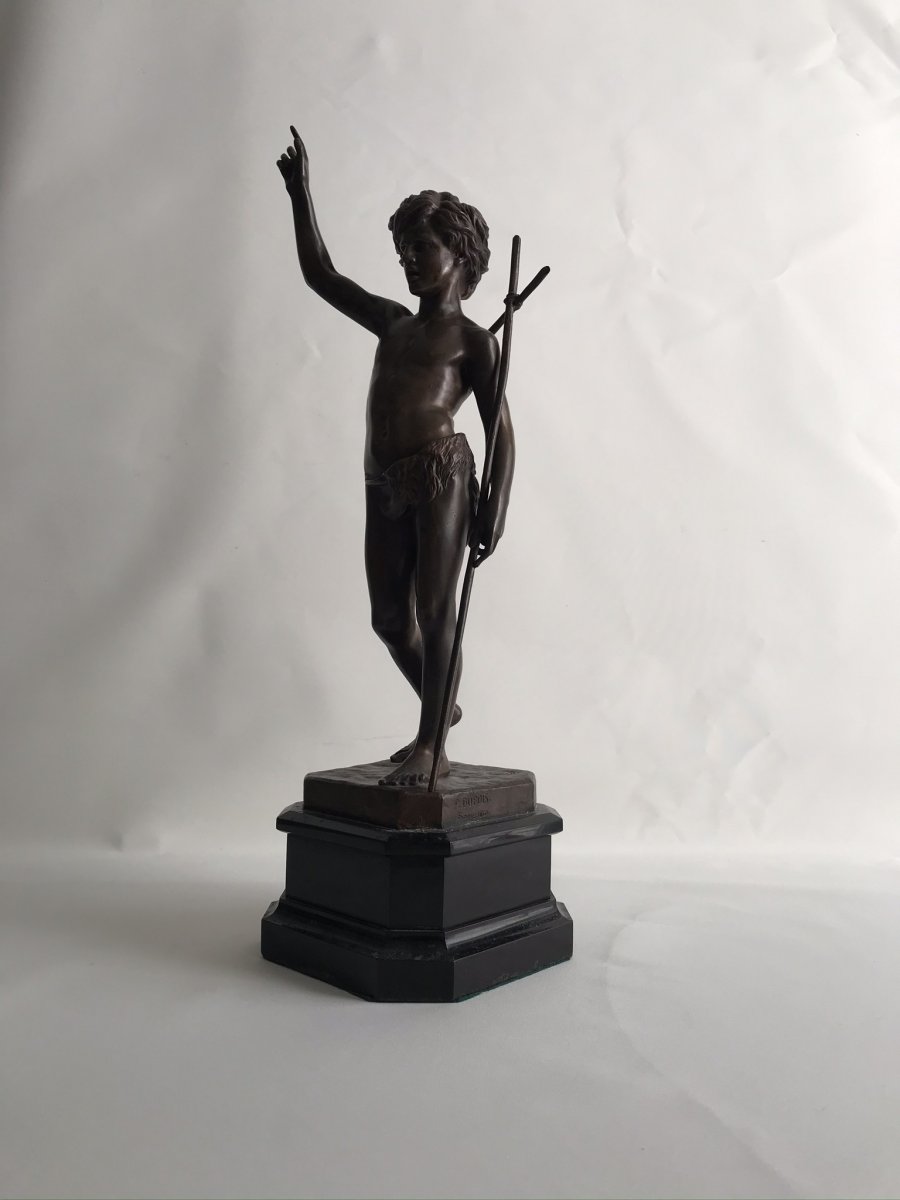 Bronze Saint Jean Baptiste -  Paul Dubois - Rome 1861- Barbedienne -photo-7