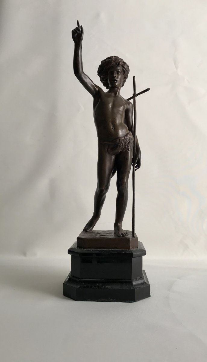 Bronze Saint Jean Baptiste -  Paul Dubois - Rome 1861- Barbedienne 