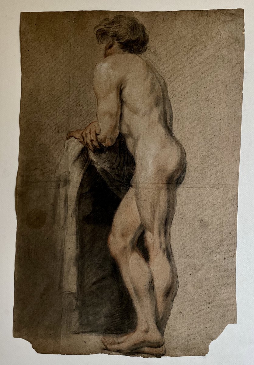 Dessin Académique Français  XIXe,  modèle nu masculin -photo-3