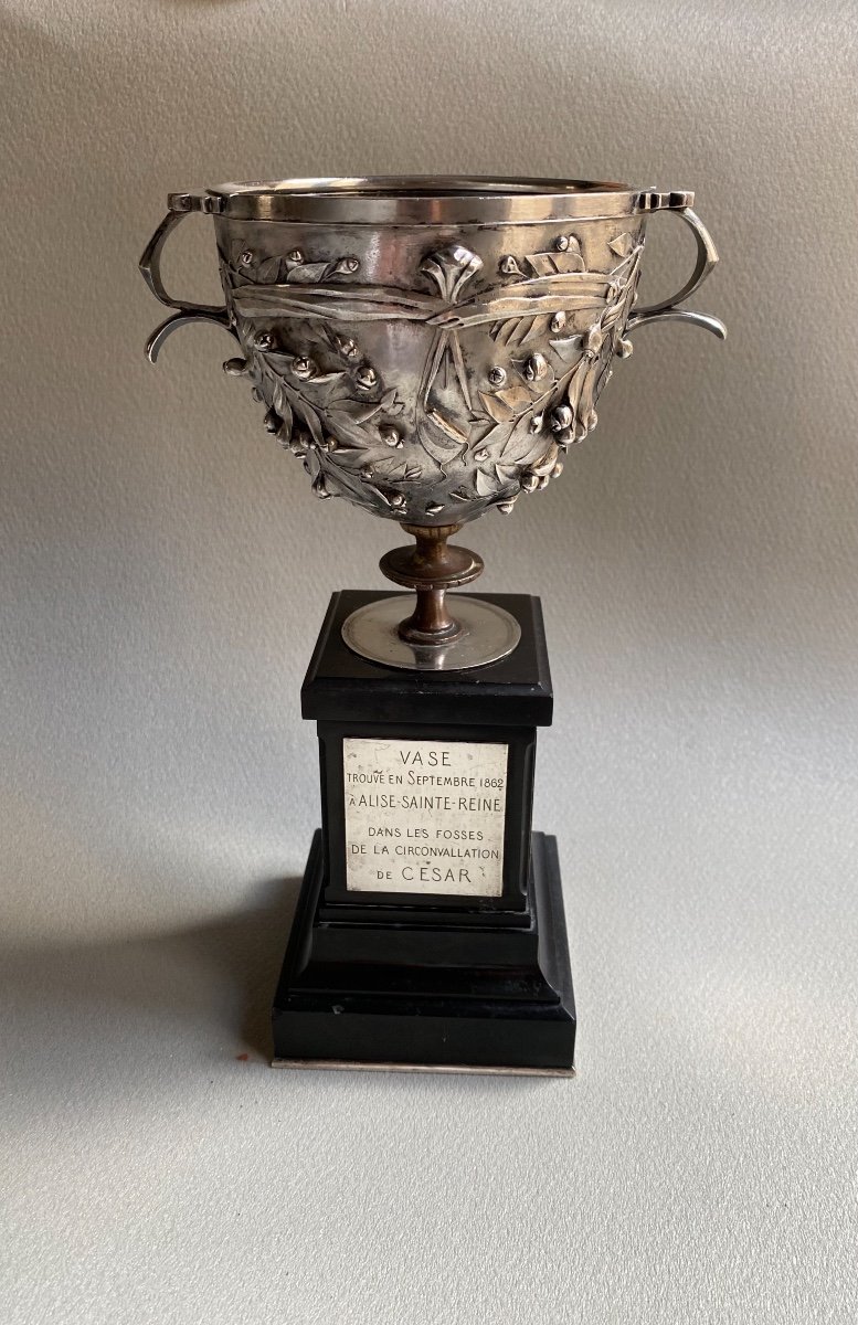 Roman Alésia Cup Silvered Bronze Replica By Barbedienne For Napoleon III-photo-2